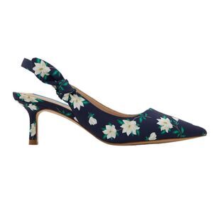 Draper James Denim Willow Slingback Heels Navy Floral Magnolia Shoes Size 9